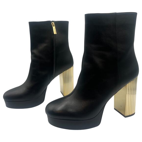 Michael Kors MK Porter Platform Bootie Block Heeled Ankle Boots Black Size 9.5M - Picture 4 of 10